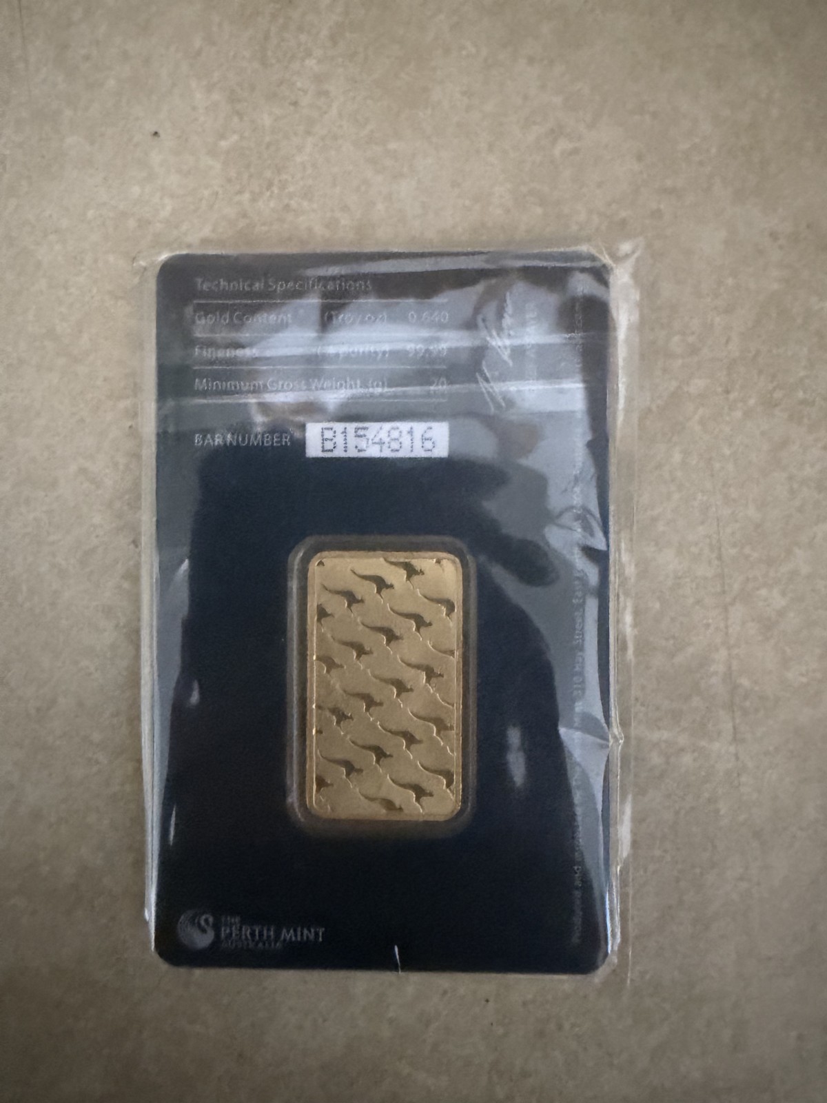 The Perth Mint 1 oz Gold Bar 0.9999 Fine in Tamper-Evident Assay Card