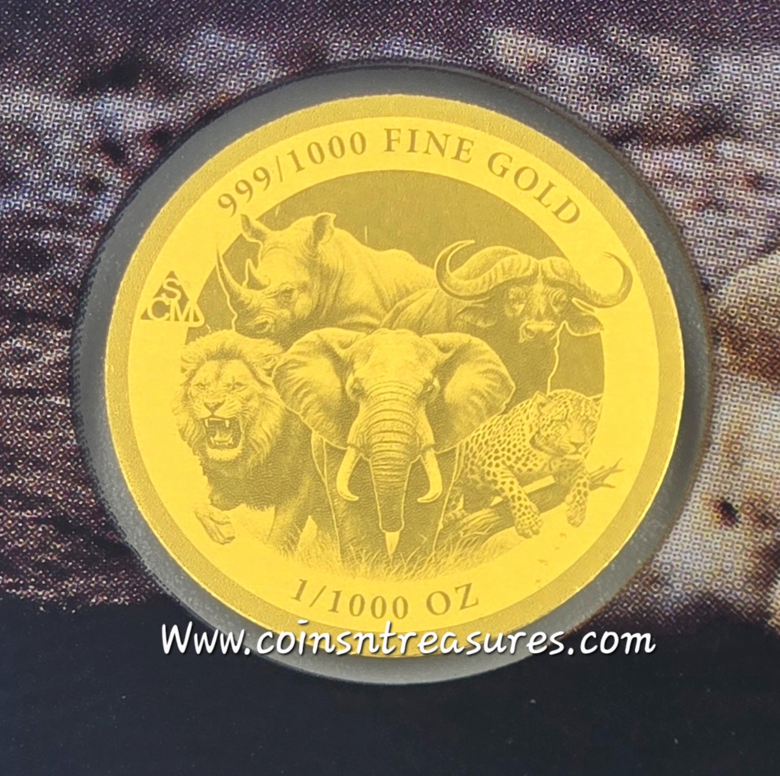 AFRICAN LION 1/1000 Oz Gold 999 Coin in Card