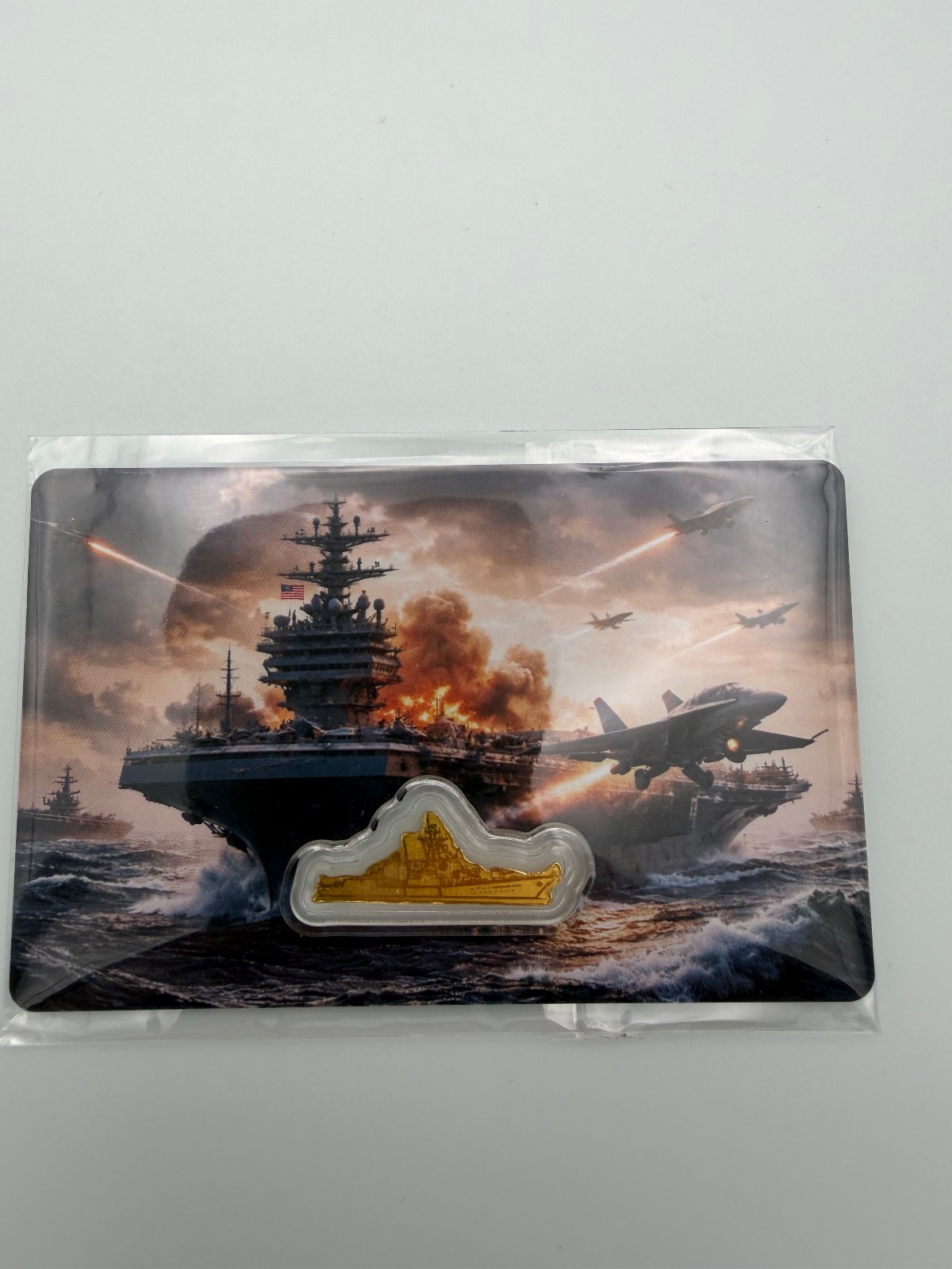 1/1000 oz GOLD Us Battleship Art Bar .999 Fine Gold 20,000 MintedBullion Bar