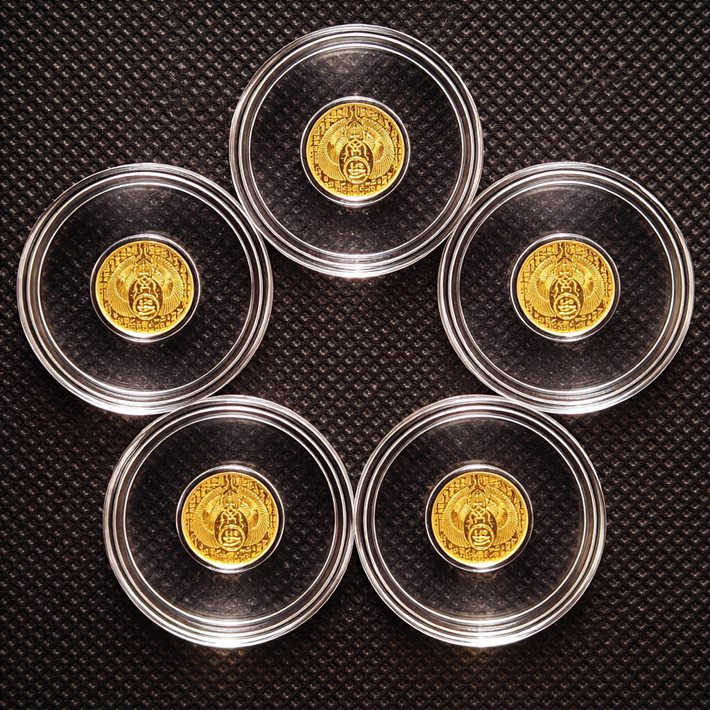 LOT OF 5 | 1/200 oz .9999 Pure Gold Egyptian Scarab Round 24K Fine Gold Bullion