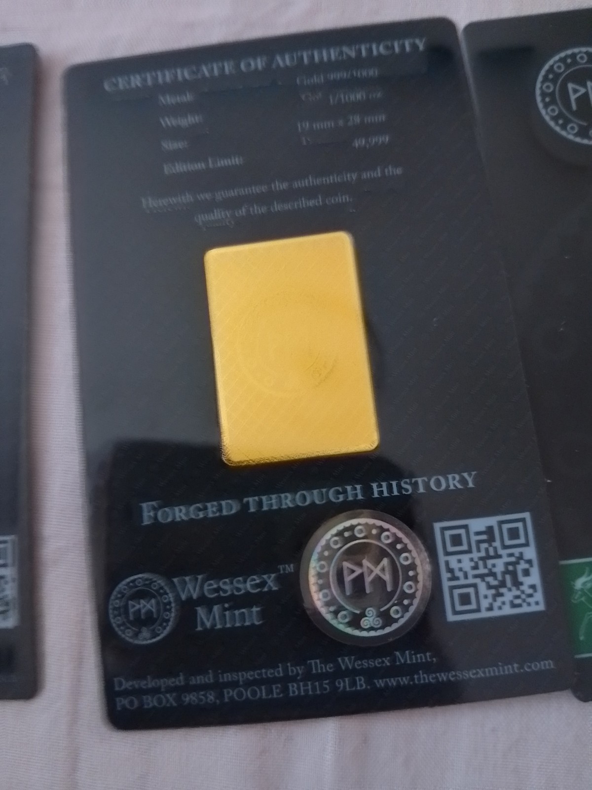 6 WESSEX MINT 24 CT GOLD SMALL BULLION BARRS