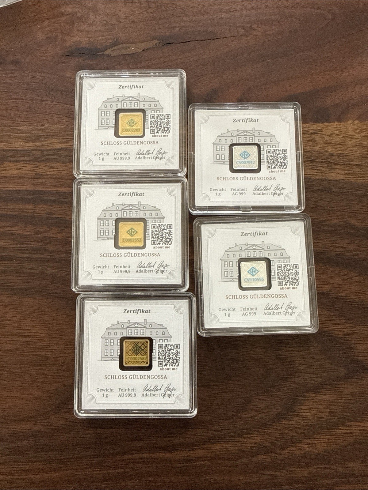 Geiger Edelmetalle Lot 3x 1g Gold 2x 1g Silver In Assay 🔥🔥🔥 STUNNING