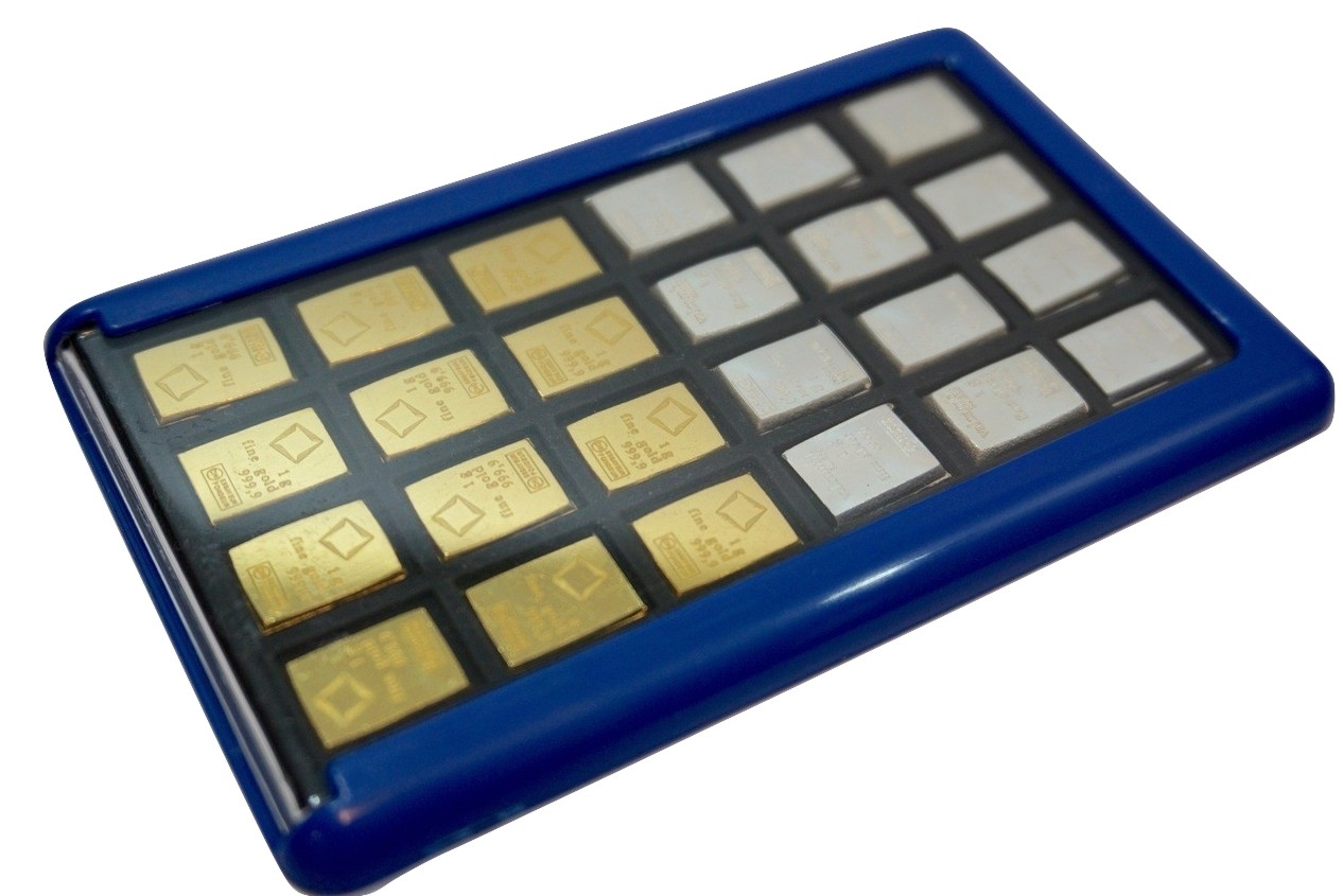 Element Card with 1g Silver Valcambi Combibar Bullion Wallet Bars Case