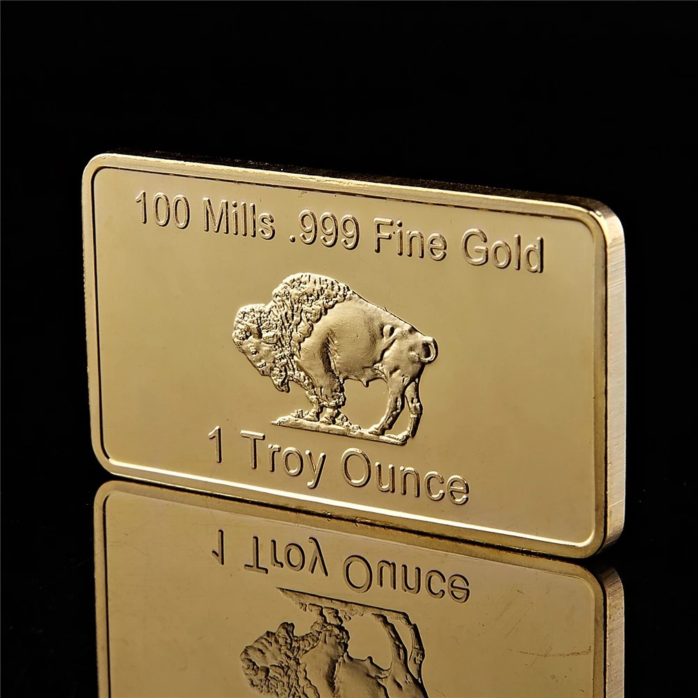 1 OZ – Gold Buffalo Bullion Bar . 999 Fine 24k