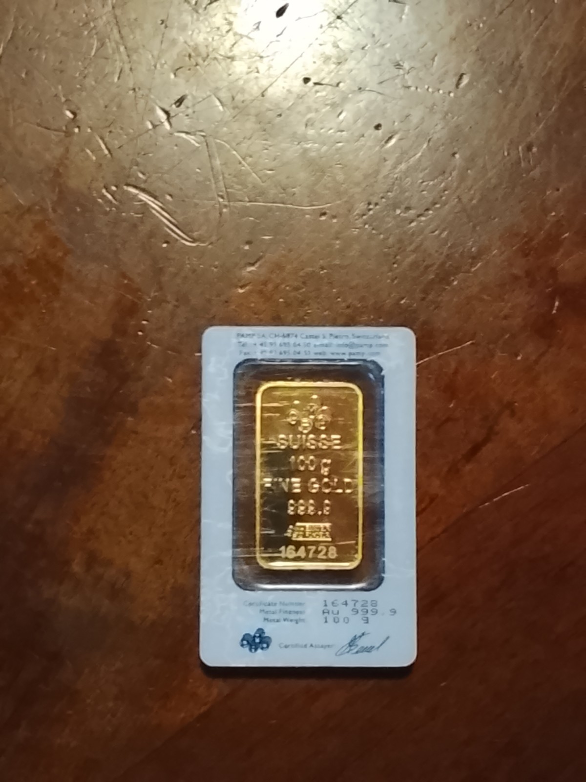 100 gram Gold Bar – PAMP Suisse – Fortuna – 999.9 Fine in Sealed Assay