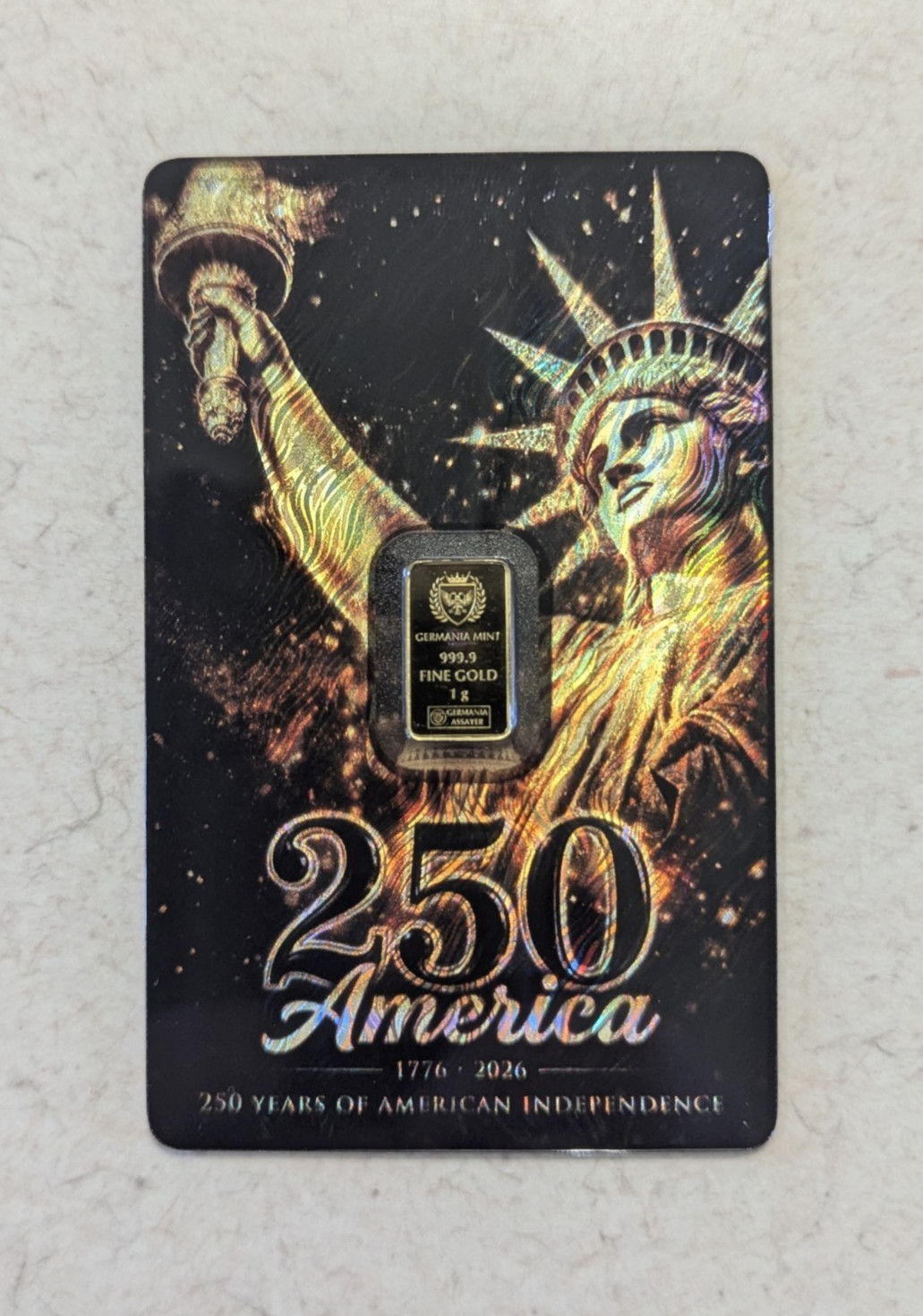 America 250 Germania Mint 1 Gram Gold Bar 250 Years of Independence Limited 2500