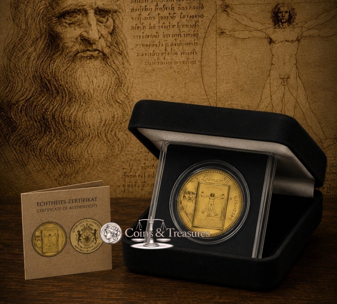 Da Vinci Vitruvian man 1/200 Oz Gold 999 coin