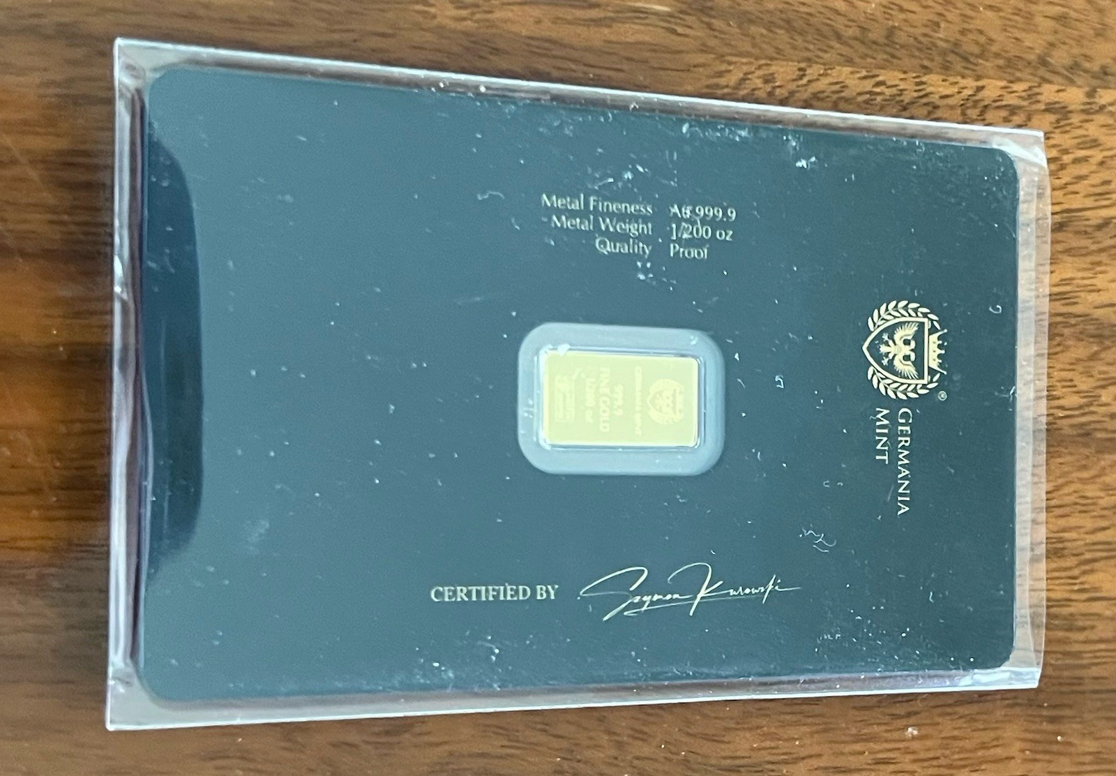 1/200 Of An Ounce Germania Mint Fine Gold Bar 999.9 Certified