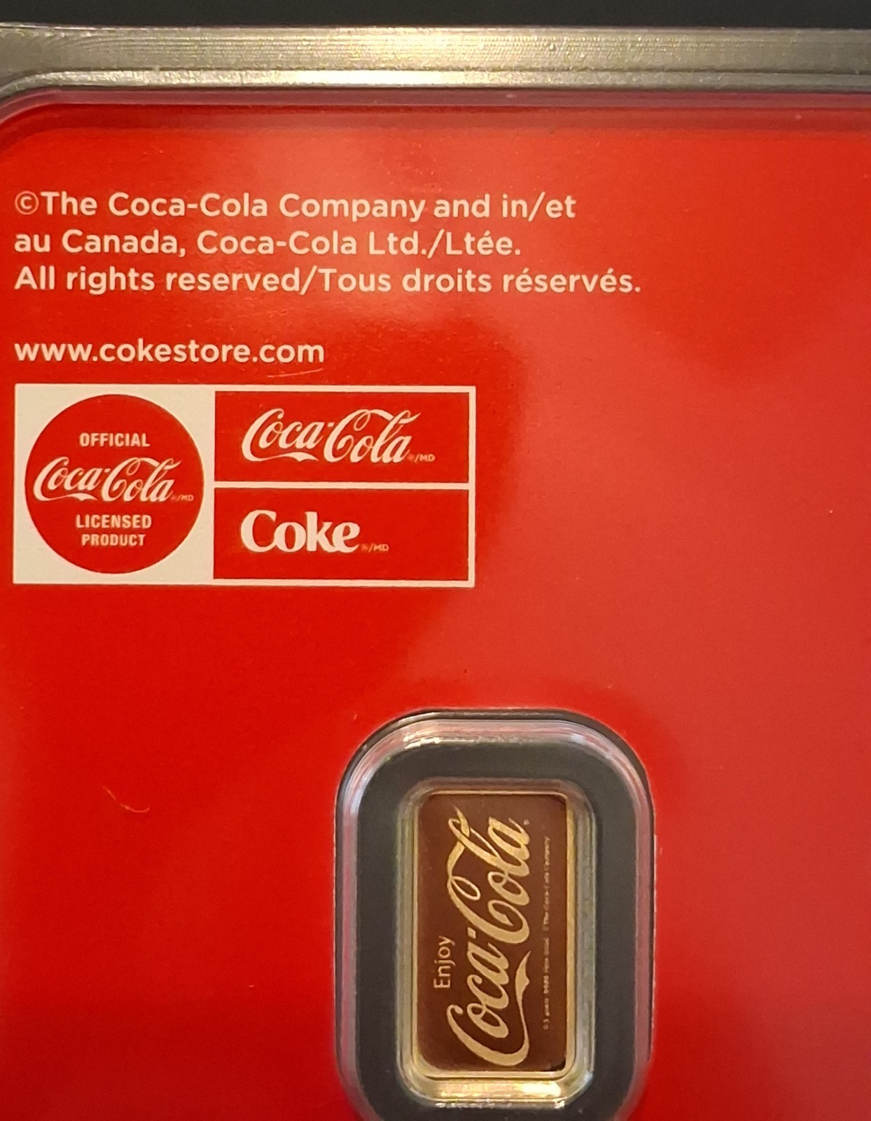 COCA-COLA 1/2 GRAM GOLD BAR .9999 FINE LOW MINTED BAR IN THE ASSAY!!!!!!!!!!!!!!