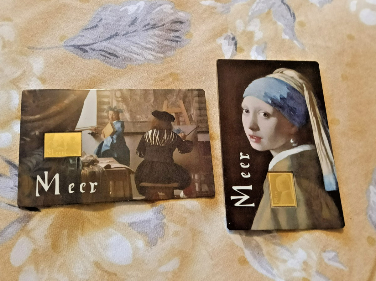 Johann Vermeer 2 x 1/1000 th oz gold bars where art masterpieces meet 24k gold