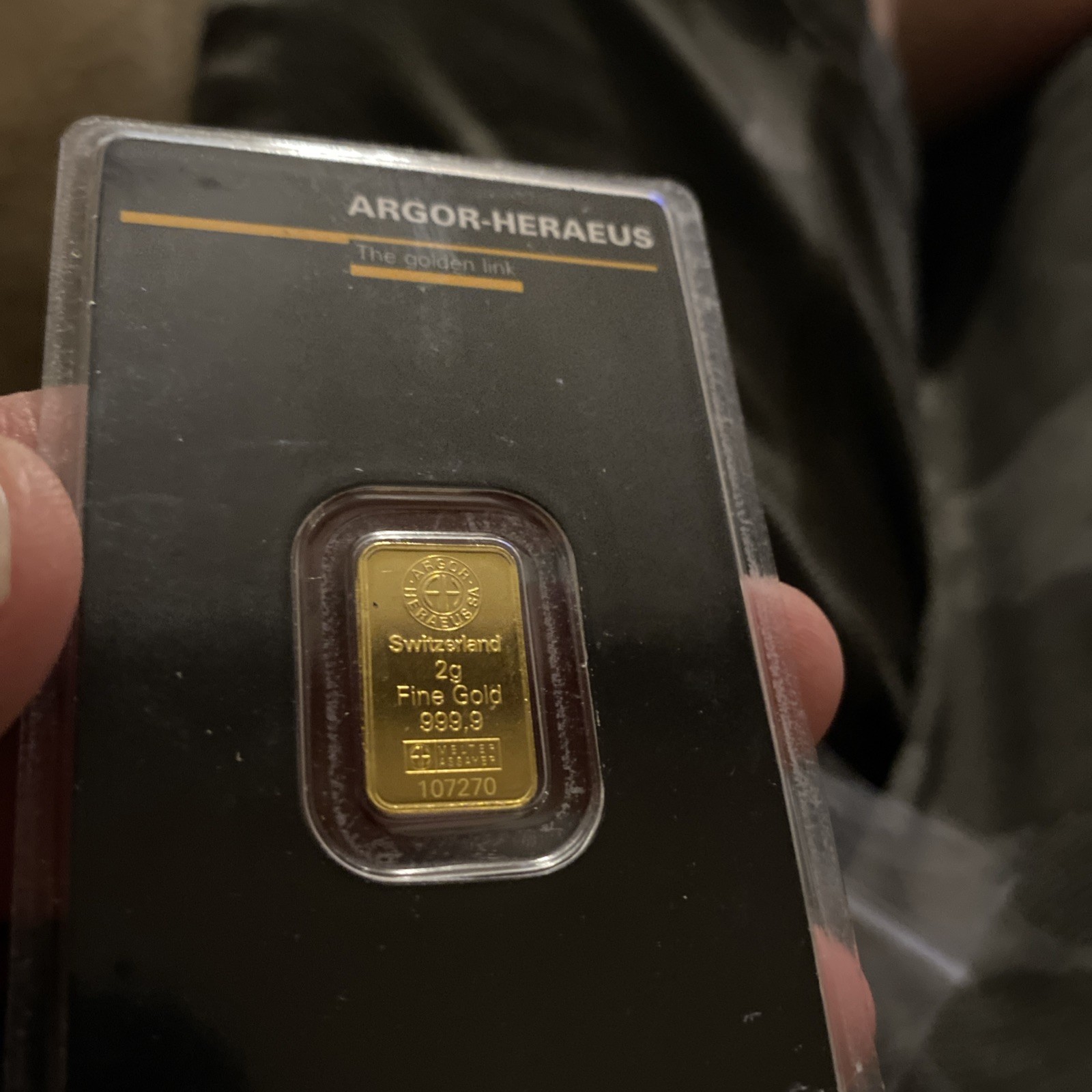 Argor Heraeus 2g Gold Bar MINT NEW! JM bullion Tested!