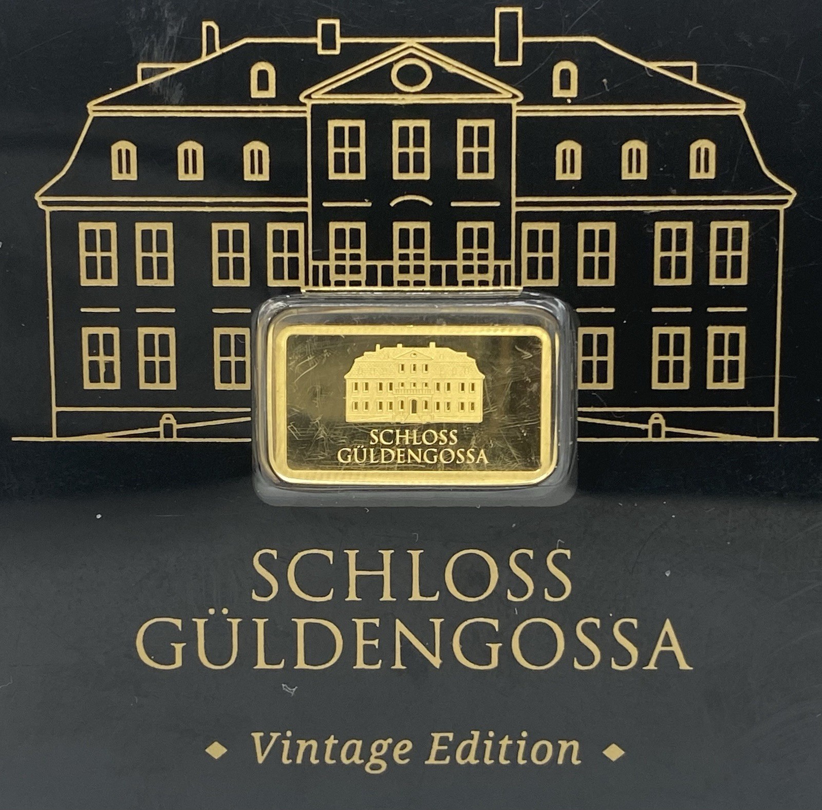 Geiger Schloss Guldengossa Vintage Edition .9999 Fine Gold Bar .5 Gram Card 1/2g