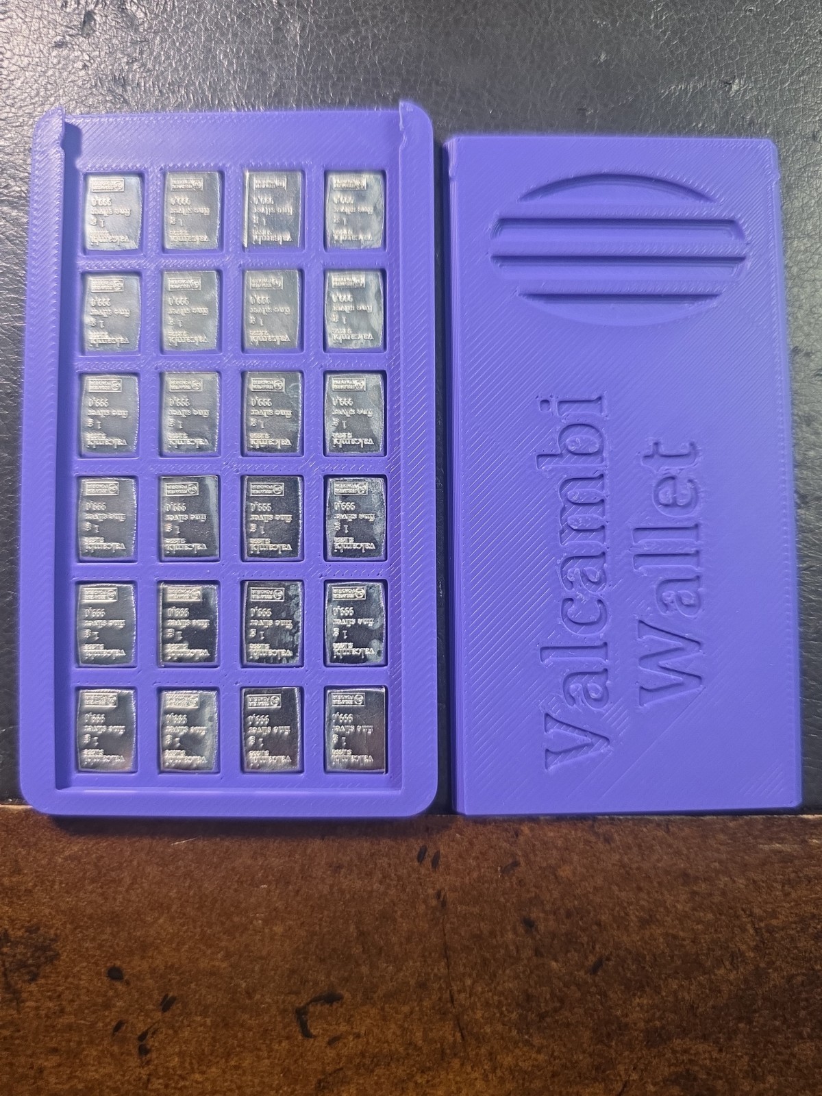 Valcambi Silver 24x 1 g Filled Purple wallet 0.9999 Fine 24 g Total