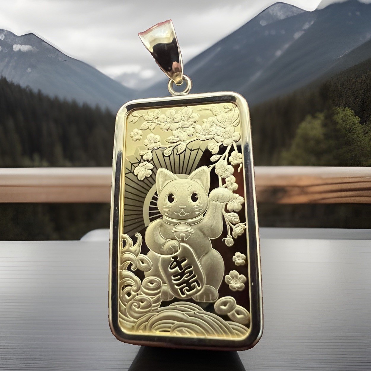 PAMP 1/2 oz GOOD LUCK MANEKI NEKO CAT GOLD BAR & 14K BEZEL FREE WITH PURCHASE!