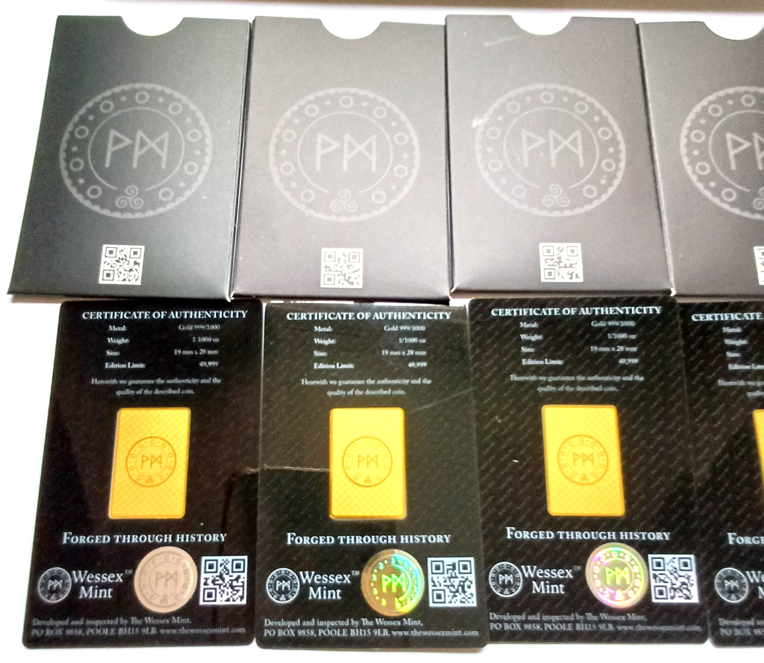 1/1000th oz x 5 Gold Bars Bundle 999.9 24ct by Wessex Mint