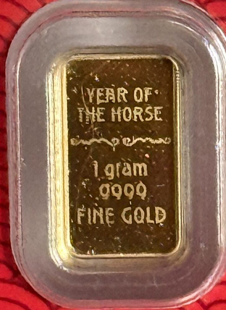 Pamp USA Lunar Series Year of Horse 1 gram Gold Bar in Card