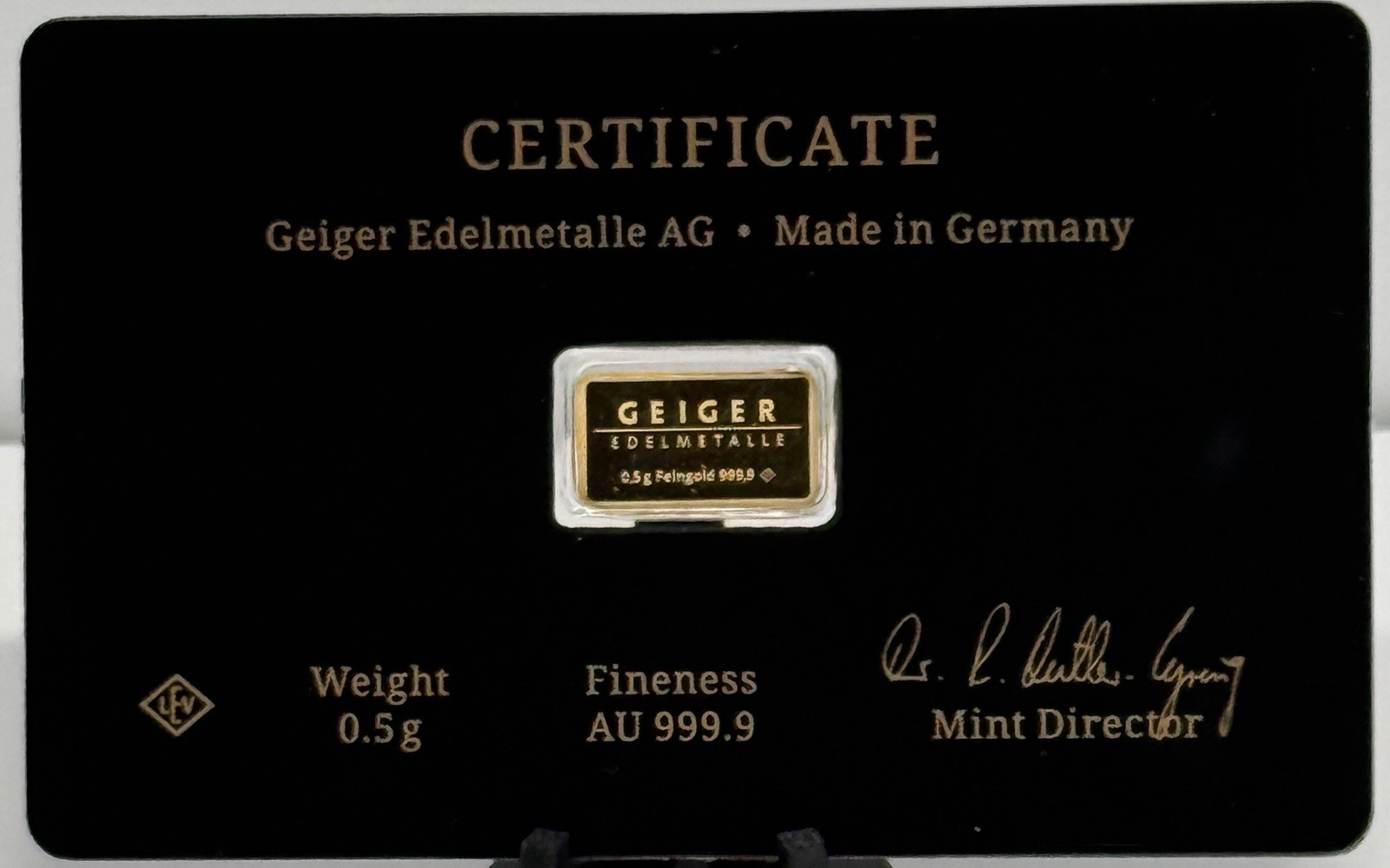Geiger Edelmetalle Schloss Güldengossa Vintage Edition 0.5g Gold Bar 999.9