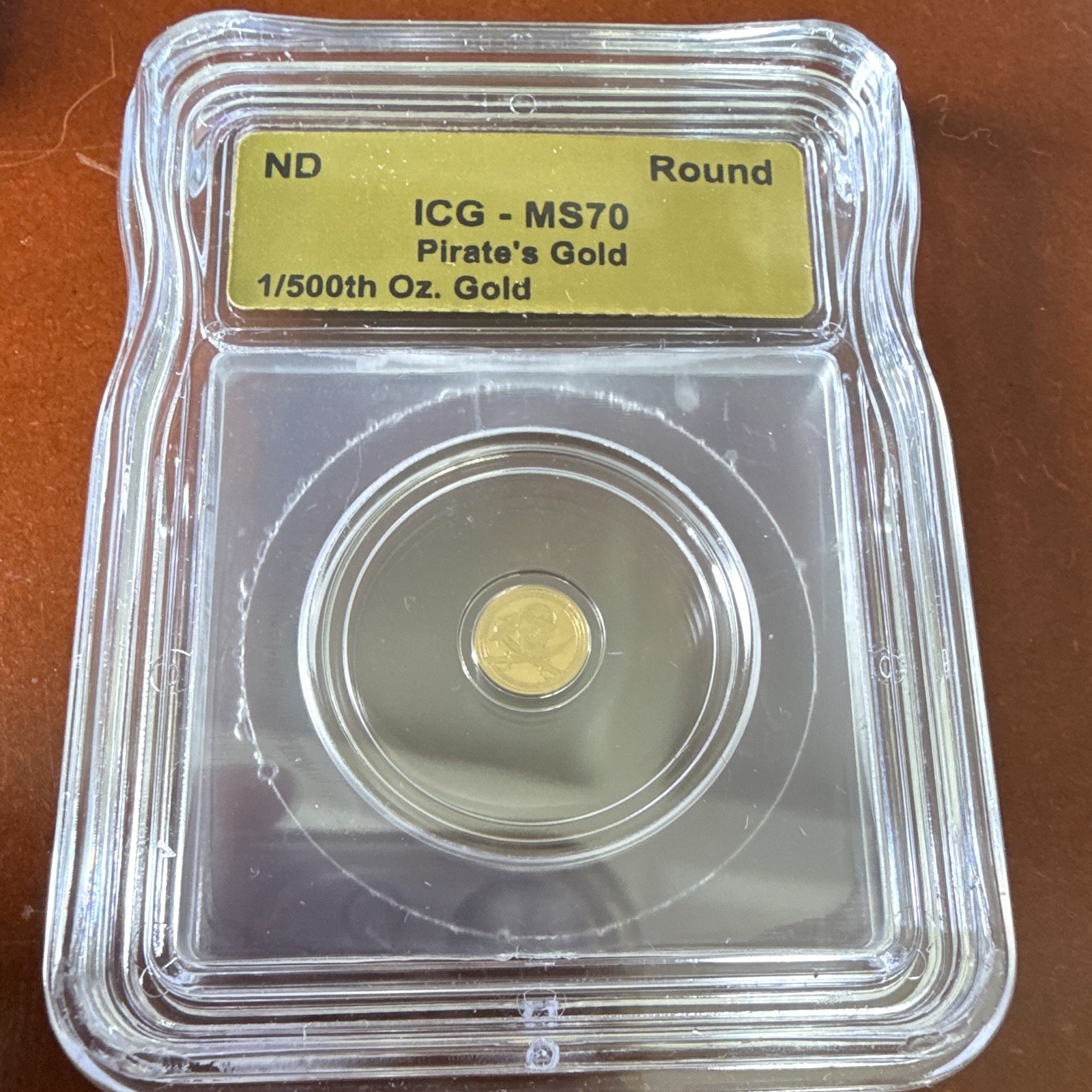 ICG MS70 No Date 1/500 oz Gold Round Pirate’s Gold Limited Edition