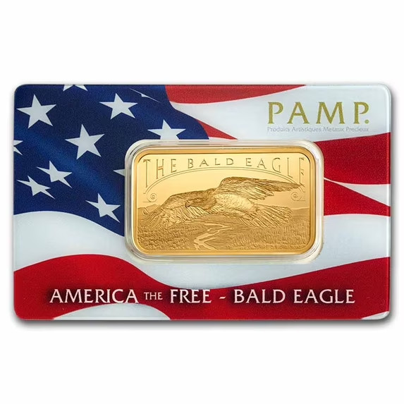 PAMP America the Free – Bald Eagle 1 oz Gold Bar – In Assay