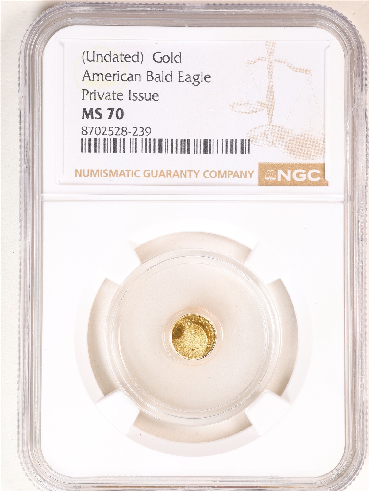 1/500oz .9999 Fine Gold American Bald Eagle MS70 NGC 8702528-239 Private Issue