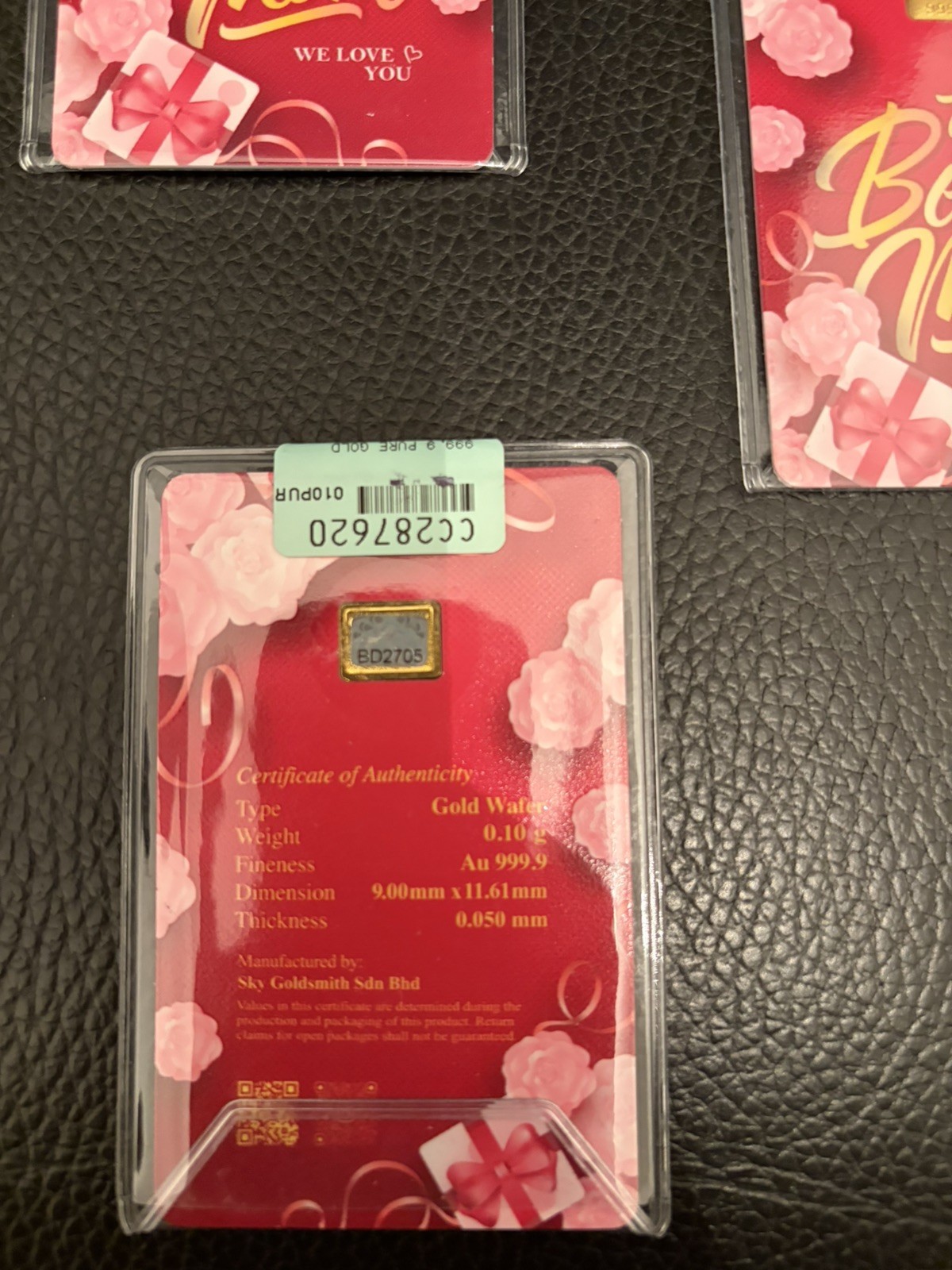 To the Best mum small Gold Bar 999.9