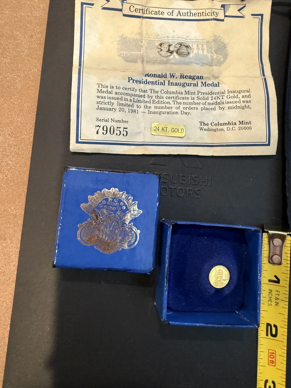 Ronald Reagan Solid Gold 24K Pure Presidential Inaugural Medal Limited Edition