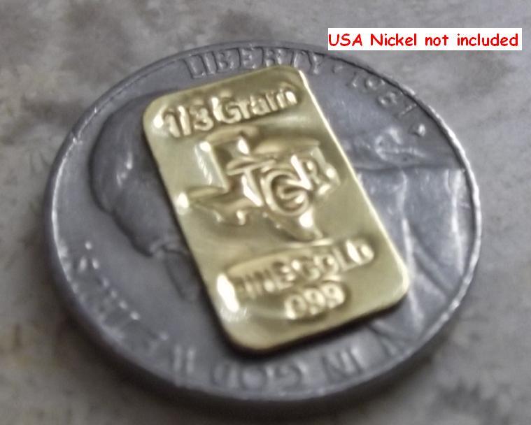 1 /3 GRAM GOLD BAR TGR 24K PREMIUM BULLION PURE 9999 FINE CERTIFIED INGOT