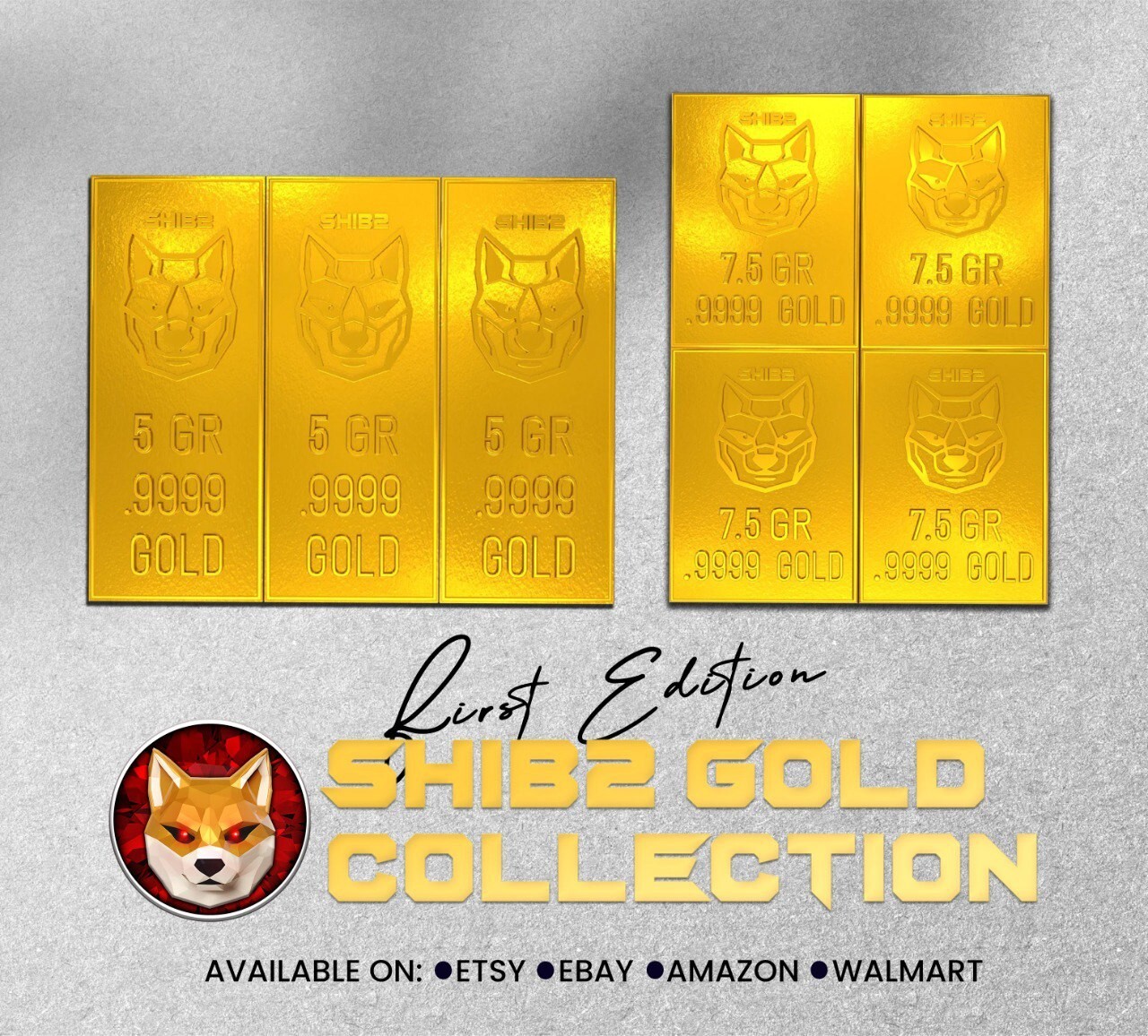 One Gram Gold Bar GR Bar Gold Bullion Bar 9999 Gold SHIBA INU SHIB2 PURE GOLD