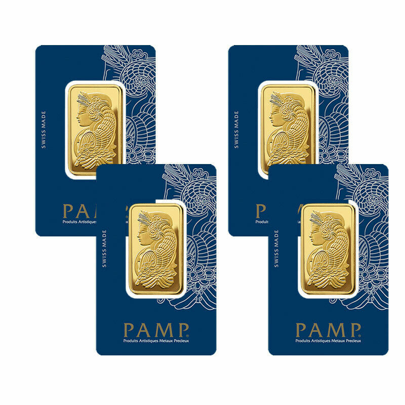 Lot of 4 Gold 1 oz Random Brand .9999 fine Gold Bars in Sealed Assay Cards