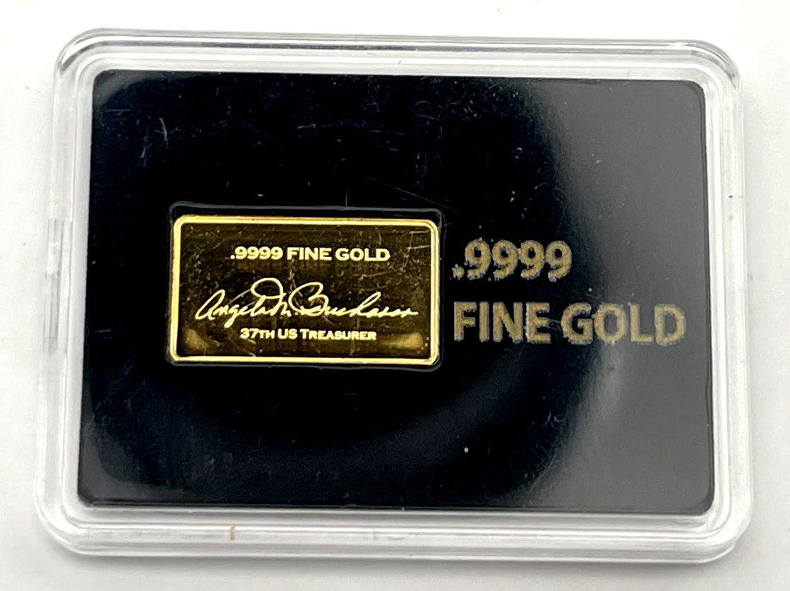 GOLD 37th US TREASURER ANGELA BUCHANAN 1/100 OZ GOLD .9999 FINE BULLION ONE BAR
