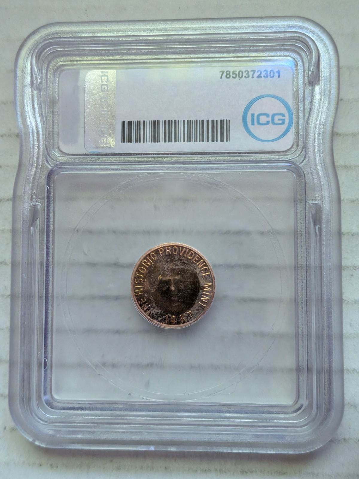 ND Ronald Reagan Token 14K 58.3% Gold Providence Mint ICG MS64 0.019oz AGW