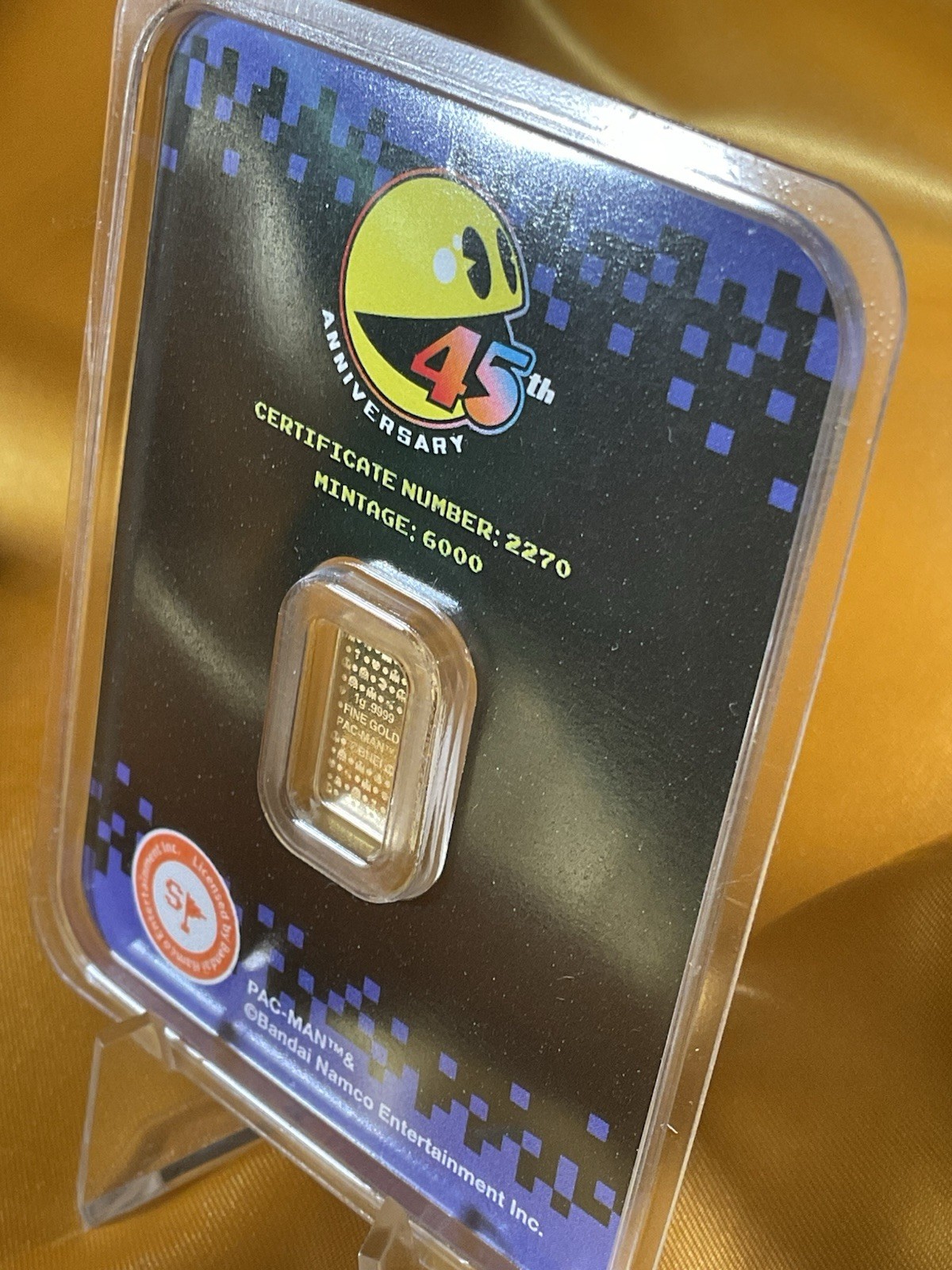 2025 PACMAN 45th ANNIVERSARY 1gr .9999 GOLD BAR IN TEP #2270 limited mintage