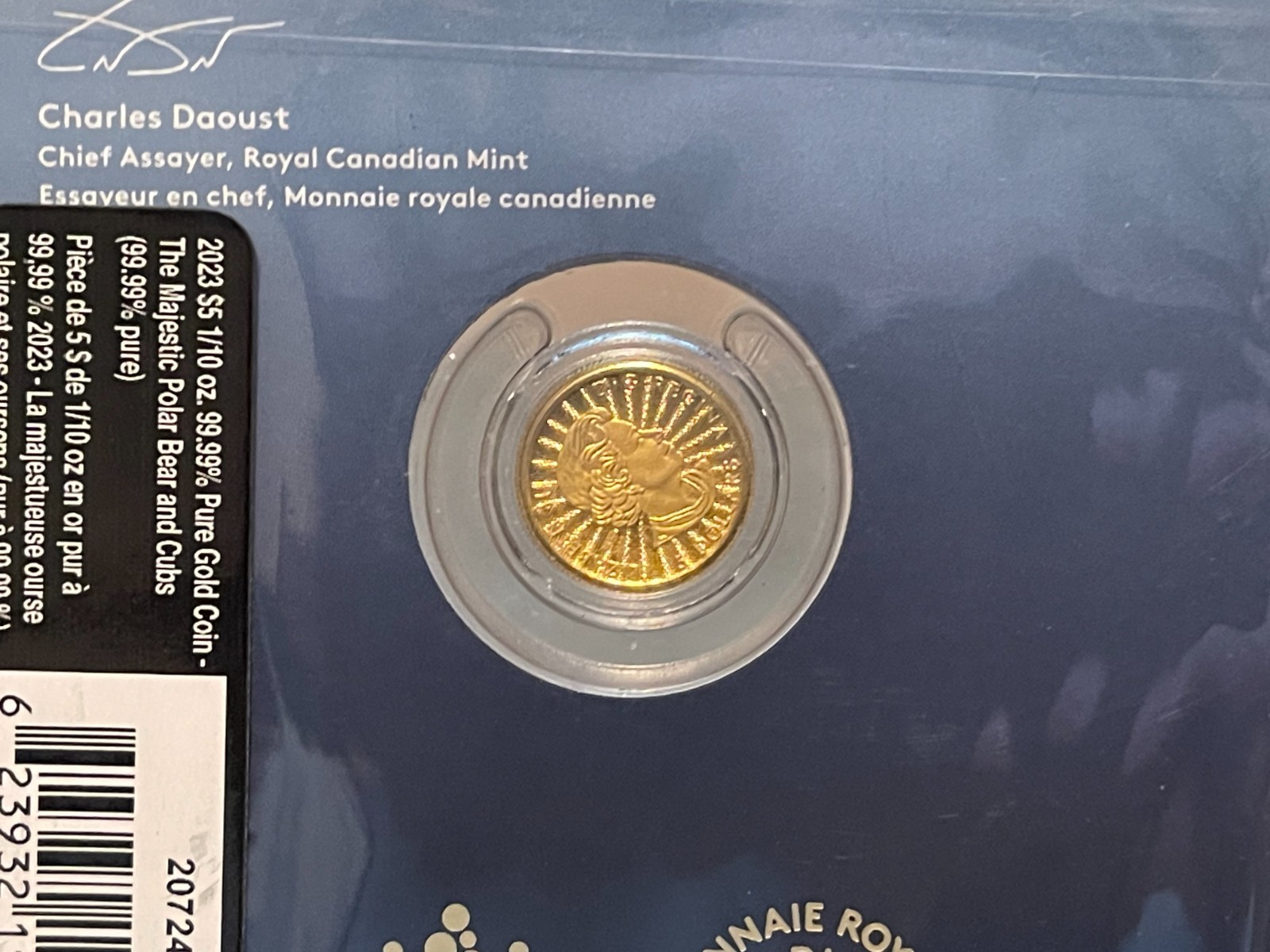 2023 Majestic Polar Bear and Cubs 1/10 oz 99.99 24K Gold $5 coin – 5000 Minted