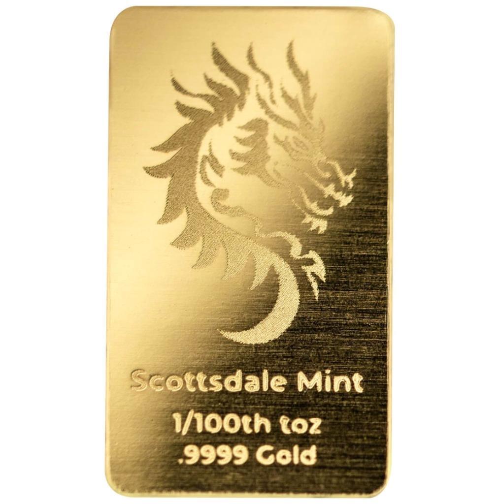 1/100 oz .9999 Gold Bar – 2024 Year of the Dragon Gold Bullion Bar #A556