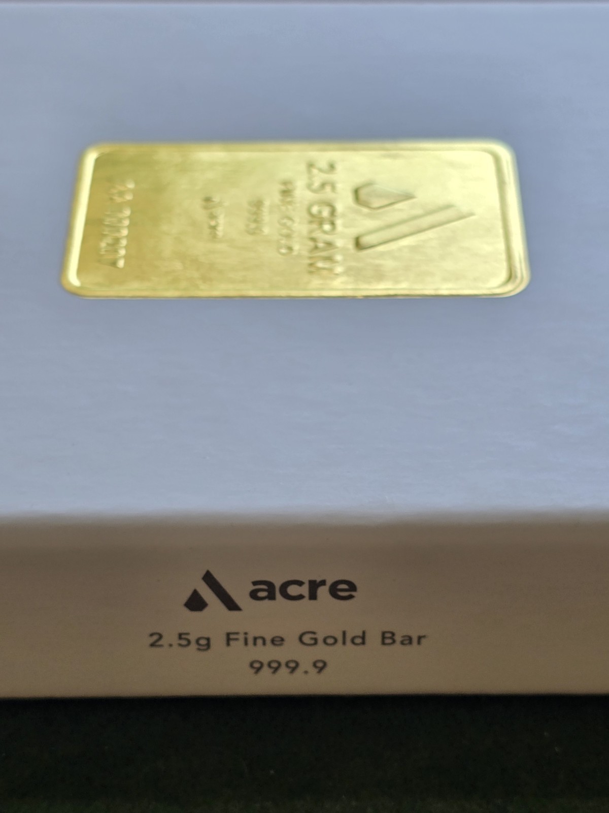2.5 Gram .999 Fine Gold Acre Bar Assay Original, Sealed Clean
