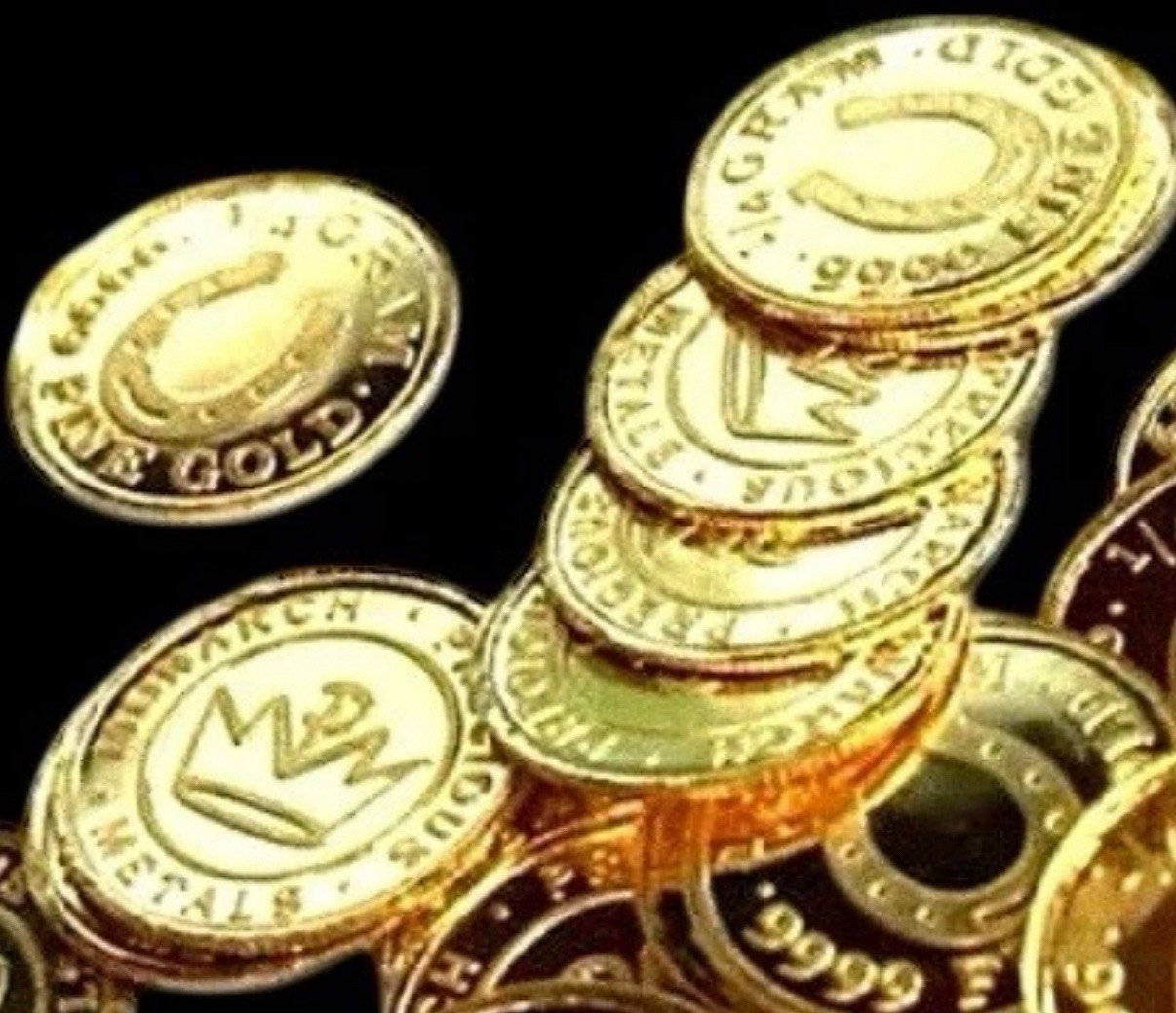 LOT X 10 MONARCH 1/4 GRAM LUCKY HORSESHOE .9999 FINE GOLD ROUNDS IN CAPSULE