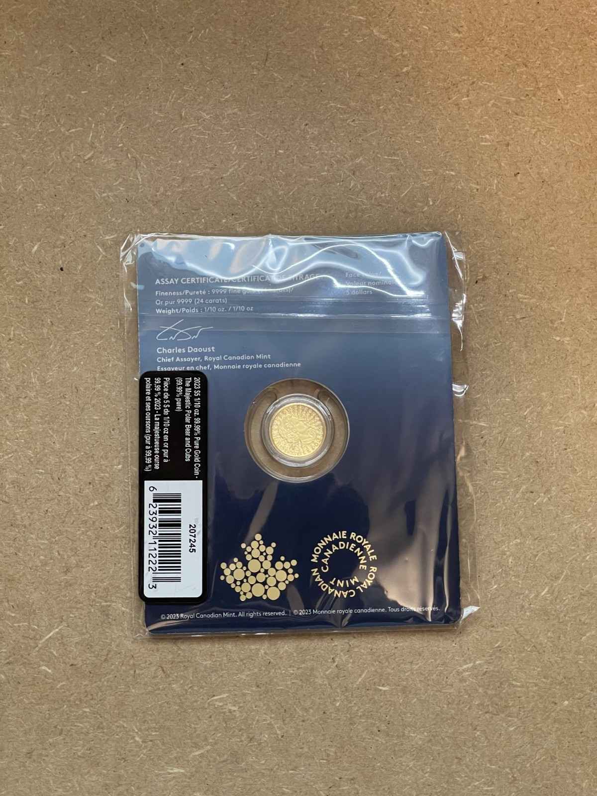 2023 Majestic Polar Bear and Cubs 1/10 oz 99.99 24K Gold $5 coin – 5000 Minted