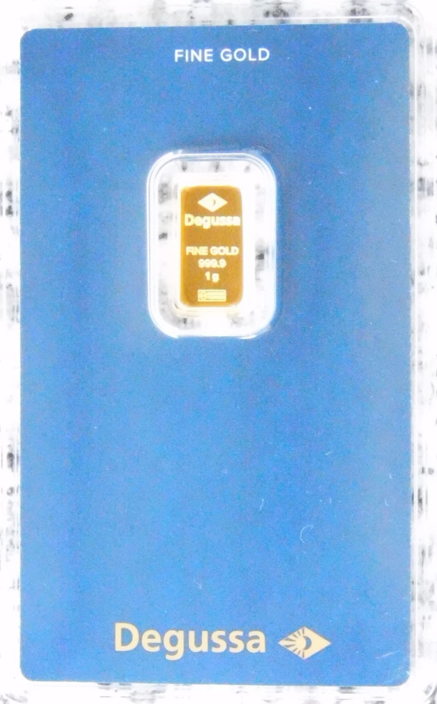 Gold Bar 1 Gram Degussa 999.9 Fine Original Blister Card Certificate 1g Gold