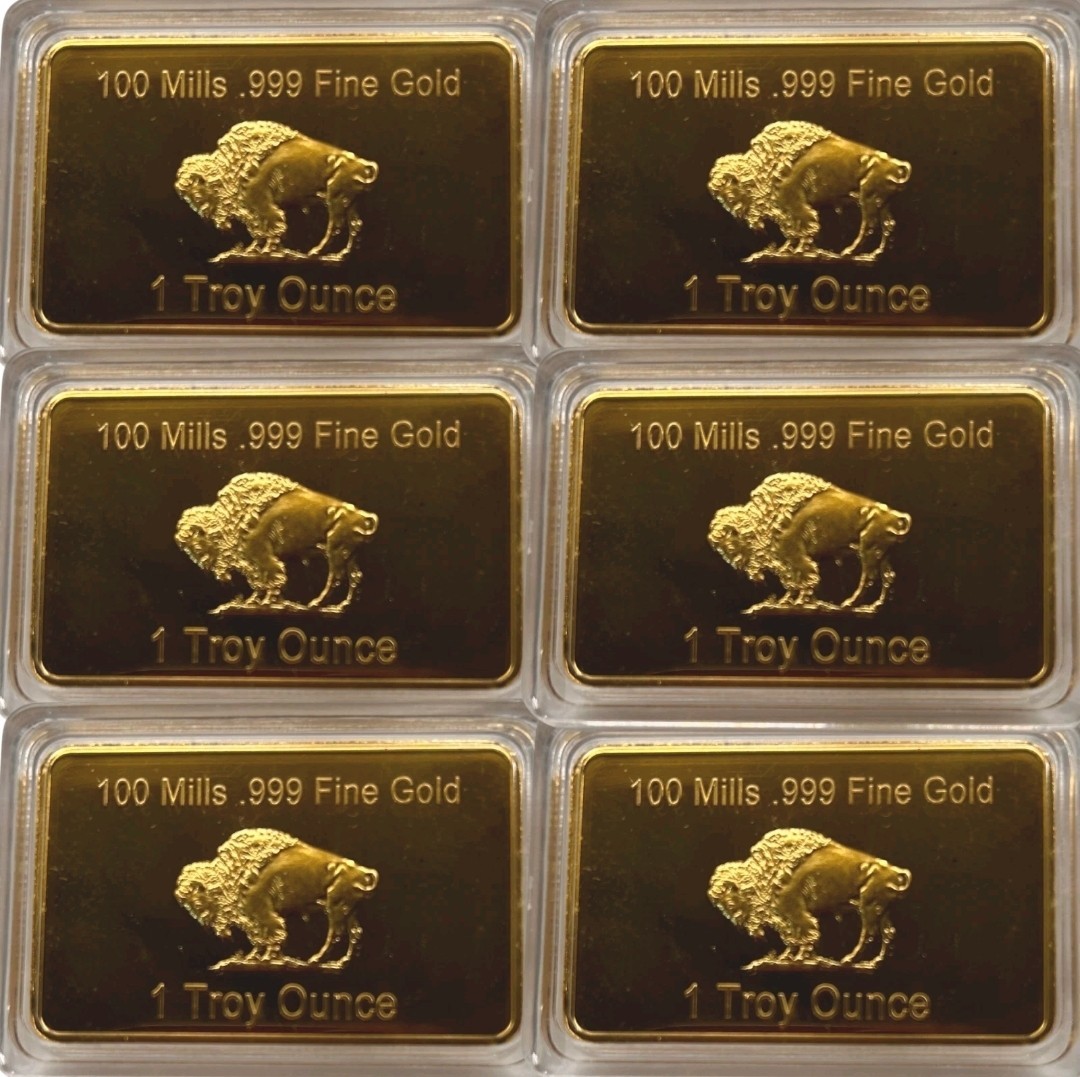 (6) 1 OZ – Gold Buffalo Bulllion Bar .999 Fine 24k GOLD BARS