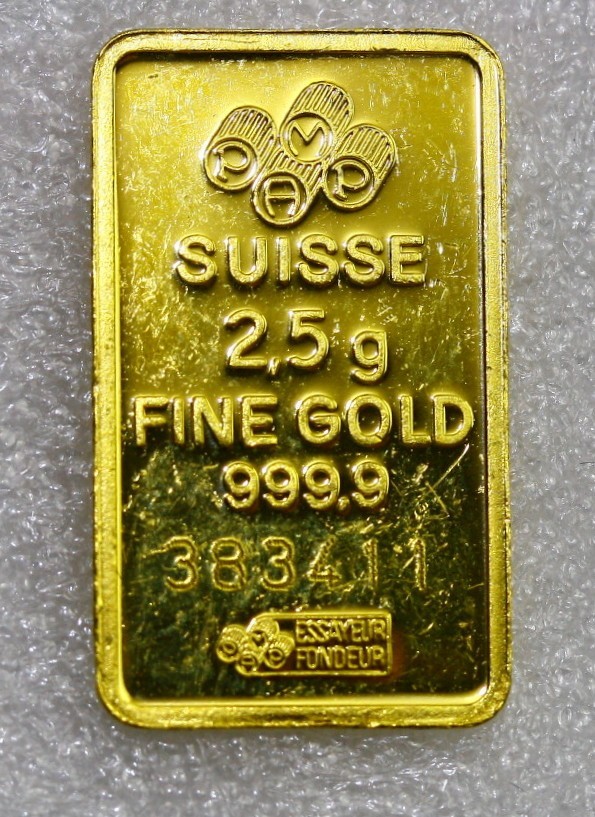 RARE VINTAGE PAMP SUISSE STAGE OF LIBERTY / FLAG 2.5 GRAM .9999 SOLID GOLD BAR