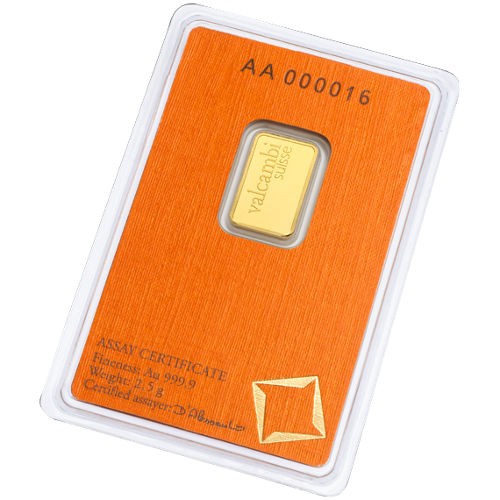 2.5 Gram Valcambi Gold Bar (New w/ Assay)