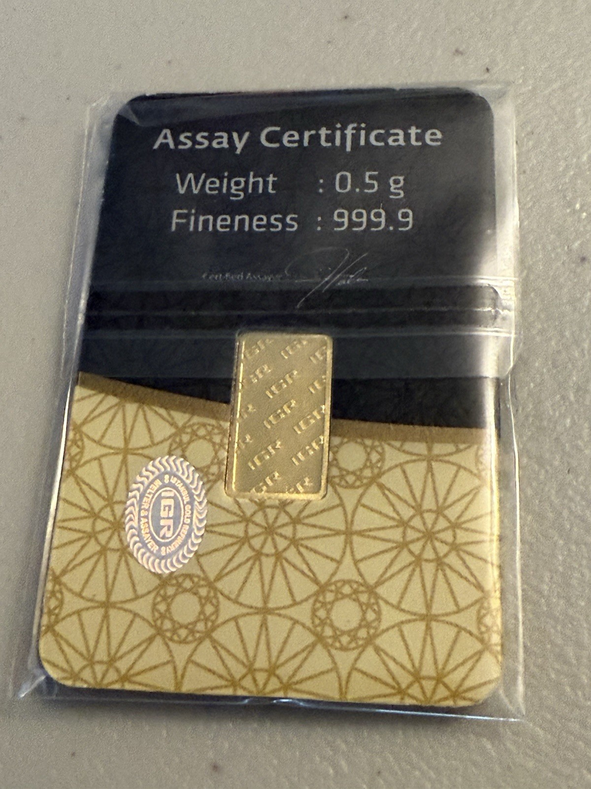 IGR Gold Bar .5 gram 1/2 Gram Gold Refinery – 999.9 Fine Sealed Assay