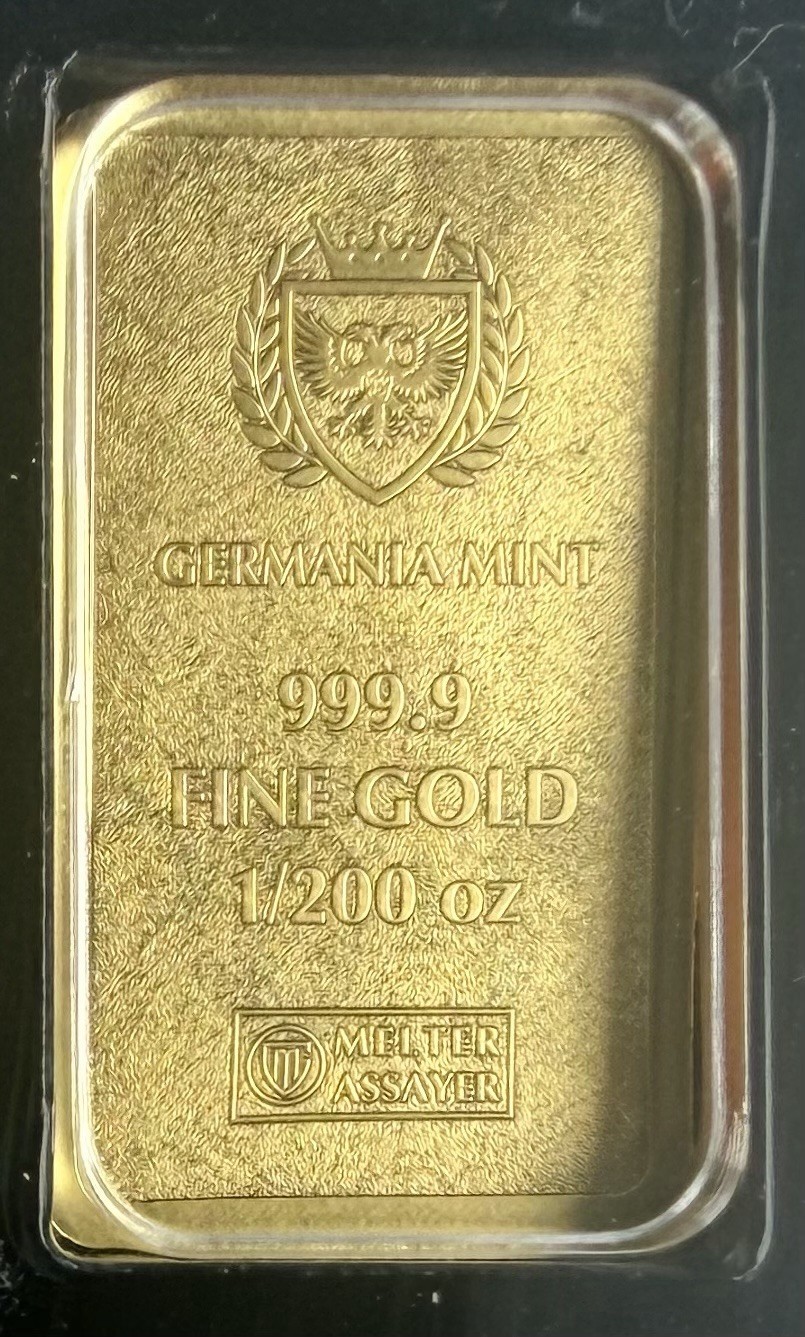 Germania Mint 1/200 oz .9999 Gold Stamped Bar in Capsule