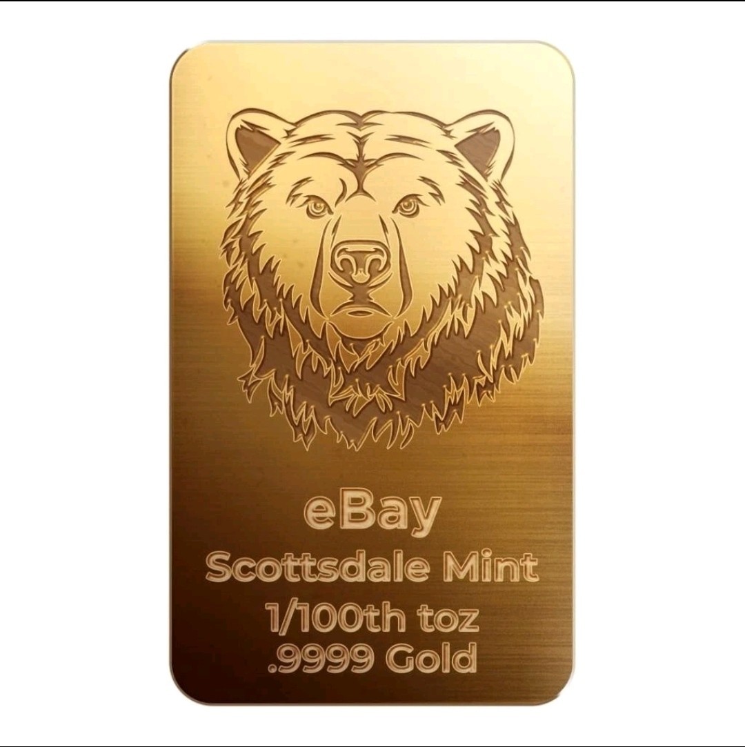 Pure .9999 Gold Bar Grizzly Bear Gold Bullion Fractional