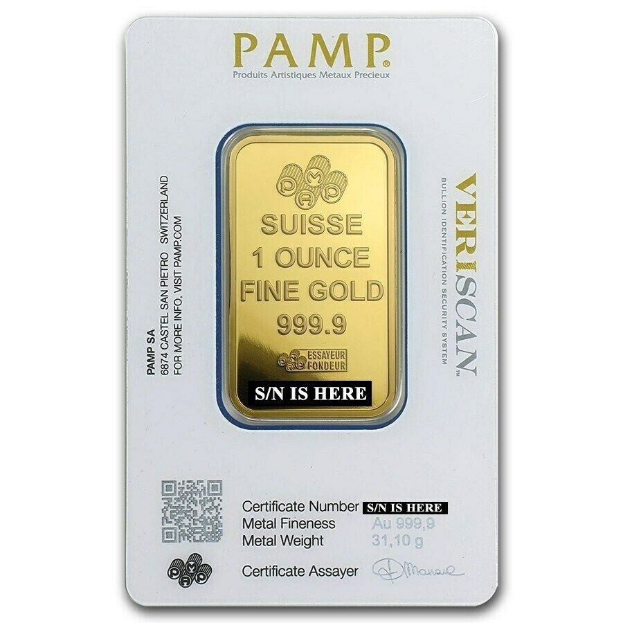 Pendant – PAMP Suisse Fortuna 1 oz .9999 Gold Bar Mounted In 14K Gold Bezel