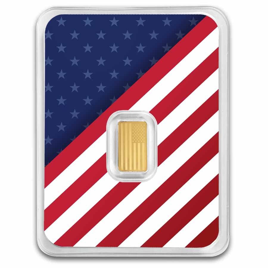 1 gram Gold Bar – United States Flag & Statue of Liberty