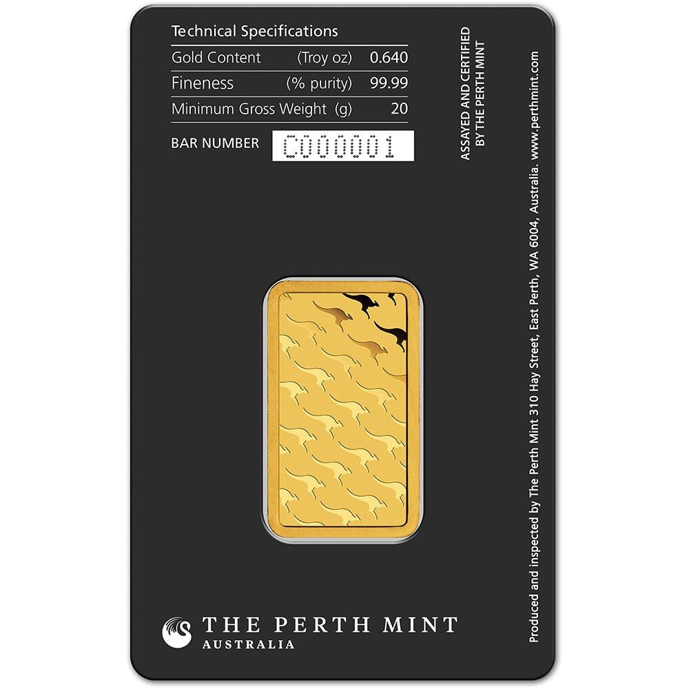 20 gram Gold Bar – Perth Mint – 99.99 Fine in Assay