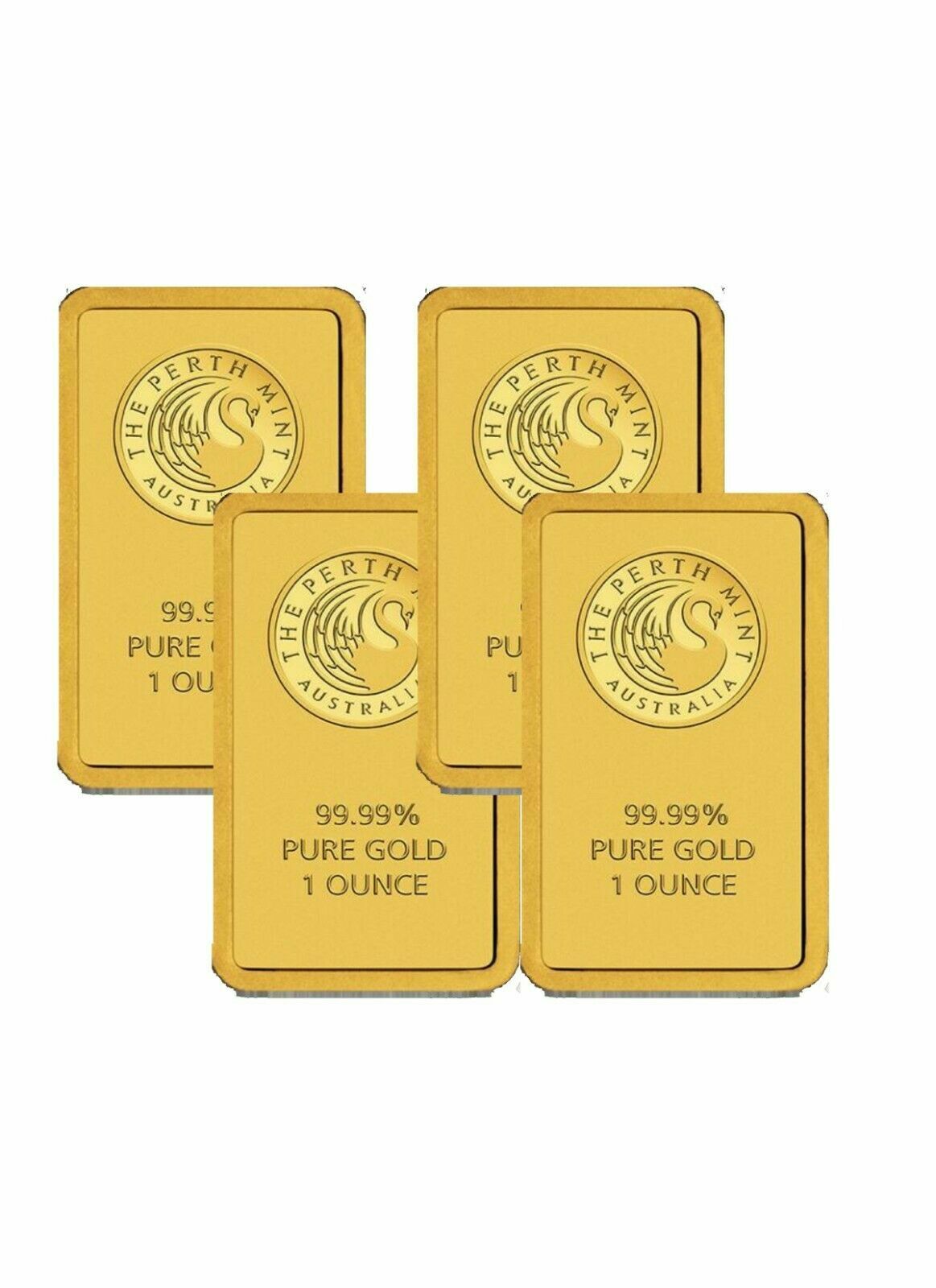 Lot of 4 Gold 1 oz Random Brand .9999 fine Gold Bars in Sealed Assay Cards