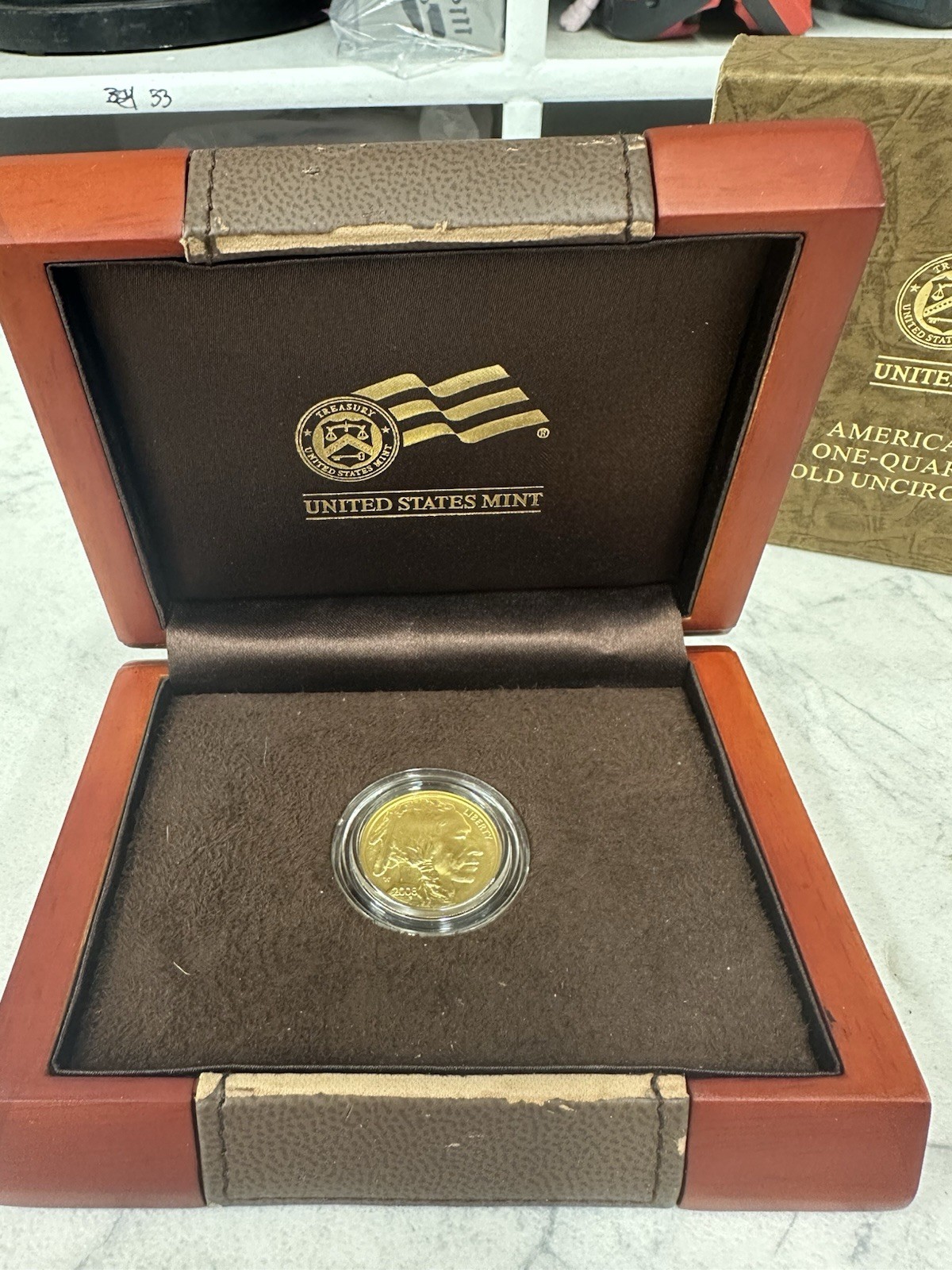 1/4 OUNCE GOLD BUFFALO OPG WITH PAPER SMALL PAPER 2008