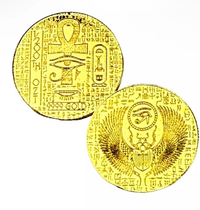 Fractional 1/200 Gold – Capsule Round MONARCH EGYPTIAN Pure Gold- Same Day Ship